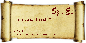 Szmetana Ernő névjegykártya